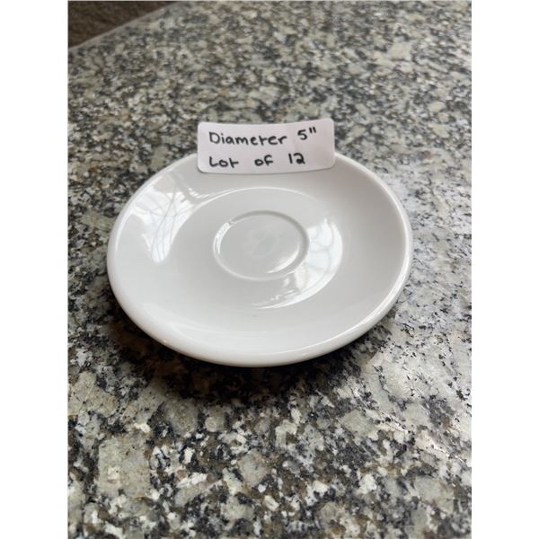 Lot of 12 - White Circular Dining Saucers, 5â€ Diameter