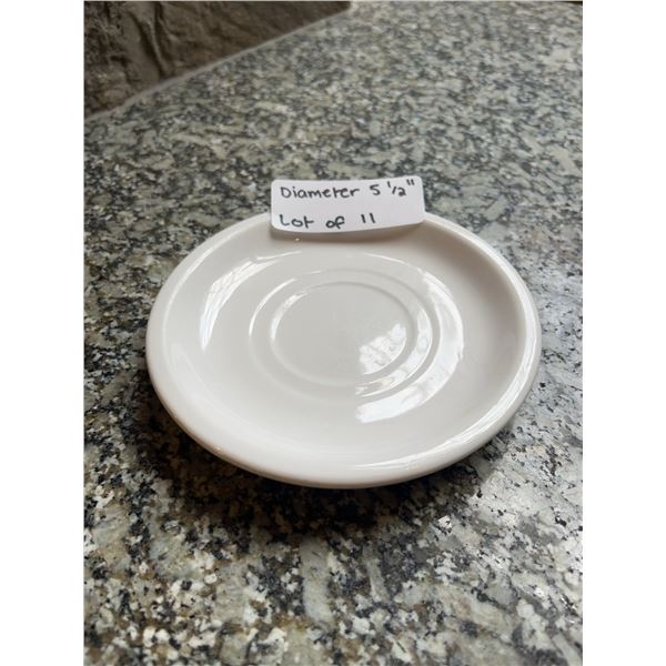 Lot of 11 - White Circular Dining Saucers, 5.5" Diameter