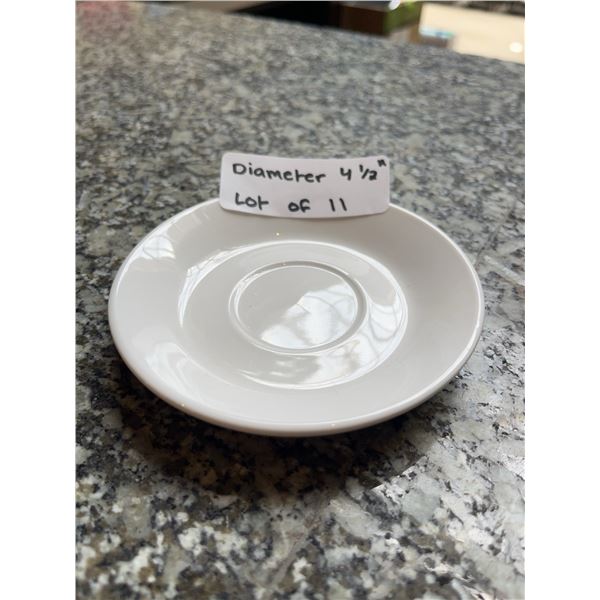 Lot of 11 - White Circular Dining Saucers, 4.5" Diameter