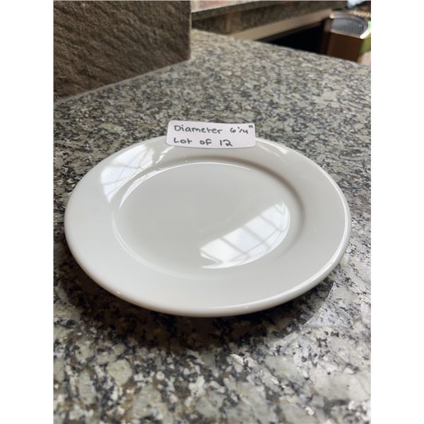 Lot of 12 - White Circular Dining Plates, 6.25" Diameter