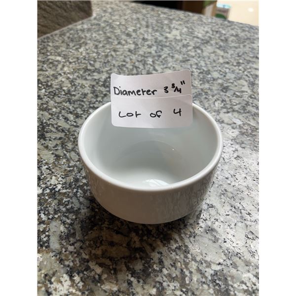 Lot of 4 - White Circular Dining Bowls, 3.75â€ Diameter