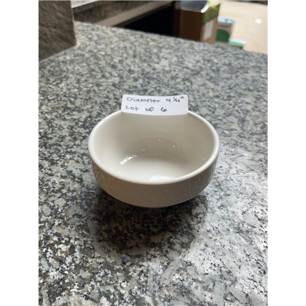 Lot of 6 - White Circular Dining Bowls, 4.25â€ Diameter