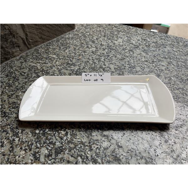 Lot of 9 - Rectangular White Dining Platters 5" x 11.5"