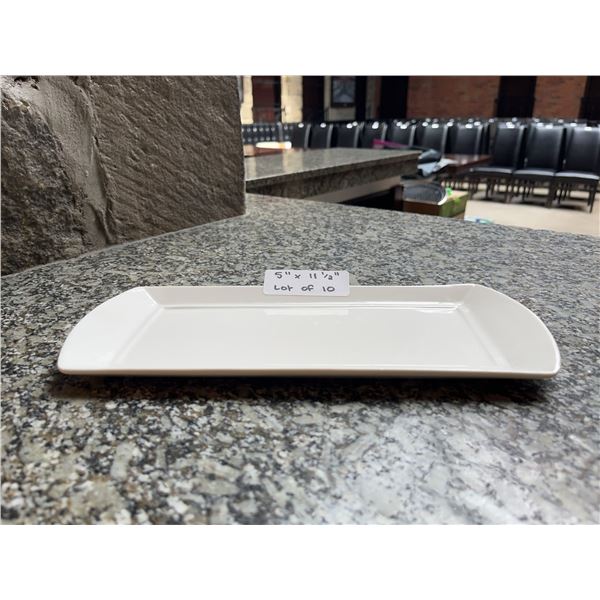 Lot of 10 - White Rectangular Dining Platters, 5" x 11.5"