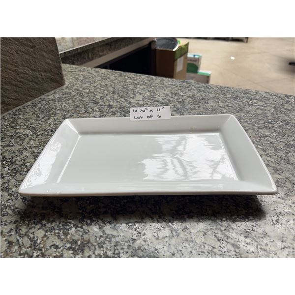 Lot of 6 - White Rectangular Dining Platters, 6.5" x 11"