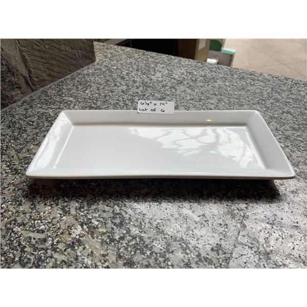 Lot of 6 - White Rectangular Dining Platters, 6.5" x 14"