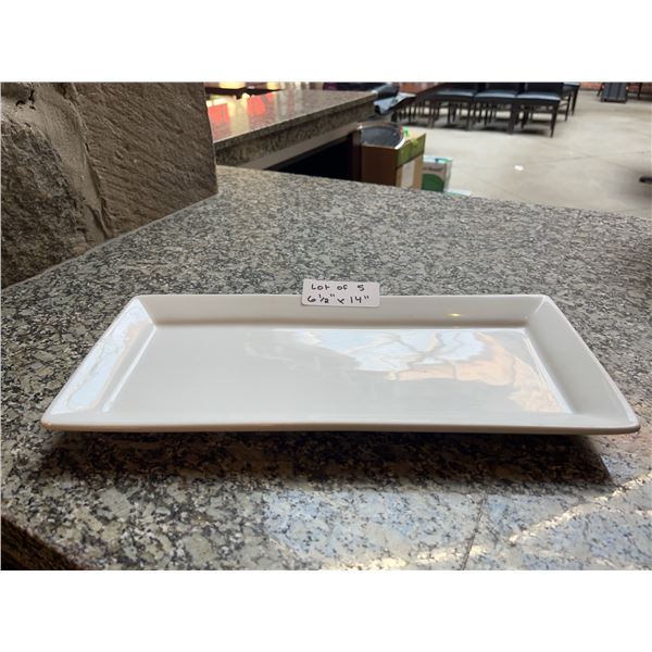 Lot of 5 - White Rectangular Dining Platters, 6.5" x 14"