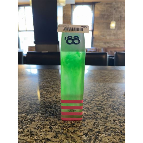 1988 Acrylic Green Trophy with Pink Stripes