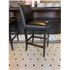 Image 2 : Elegant Black Faux Leather Bar Stool 30" High