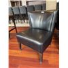 Image 2 : Black Faux Leather Lounge Chair, 18" High