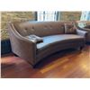 Image 2 : Curved Brown Faux Leather Sofa with Pillows