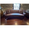 Image 4 : Curved Brown Faux Leather Sofa with Pillows