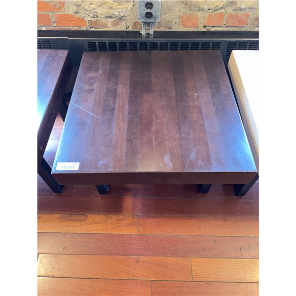 Dark Brown Wood Square Side Table 24"x24"x16.5"