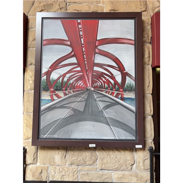 Custom Chalk Art by Shawn Smith, 48" x 60" Peace Bridge Scene