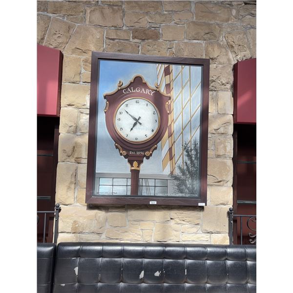 Custom Chalk Art by Shawn Smith 48" x 60" Calgary Clock Scene