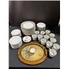 Image 1 : Tiffany Fine China Dinnerware Set with Roslyn Pieces and Charlotte Young Tray