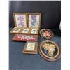 Image 1 : Framed Art and Hawaiian Gold-Plated Flower Plaques Lot