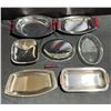 Image 1 : Vintage Stainless Steel and Glass Holloware Set with Dolphin and Gourmates Pieces