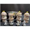 Image 2 : Ceramic Spice Set, Miniature Mt. Rushmore Teapots, Hammered Metal Bowl
