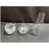 Image 7 : Decorative Lot: Ceramic Pieces, Brass Candle Holder, Glassware, and Serving Tray