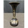 Image 6 : 5 Coloured Glass Stemware And 2 Metal Vases With Floral Designs