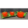 Image 1 : Occupied Japan Ceramic Pumpkin Teapot Sugar and Creamer Set
