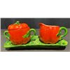 Image 5 : Occupied Japan Ceramic Pumpkin Teapot Sugar and Creamer Set