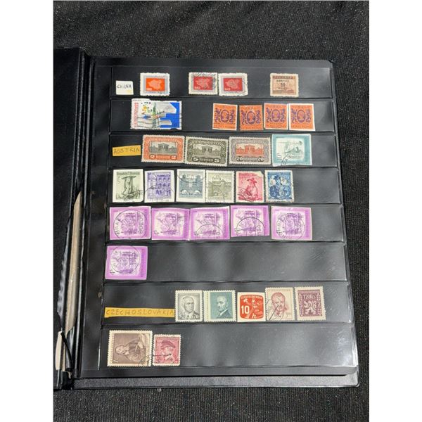 Album with 880 Assorted Worldwide Stamps in Uncle Paul Binder