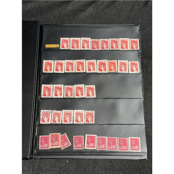 Album of 307 Assorted French Postage Stamps in Uncle Paul Binder