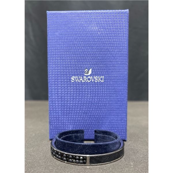 Swarovski Black Crystal Open Cuff Bracelet with Original Box