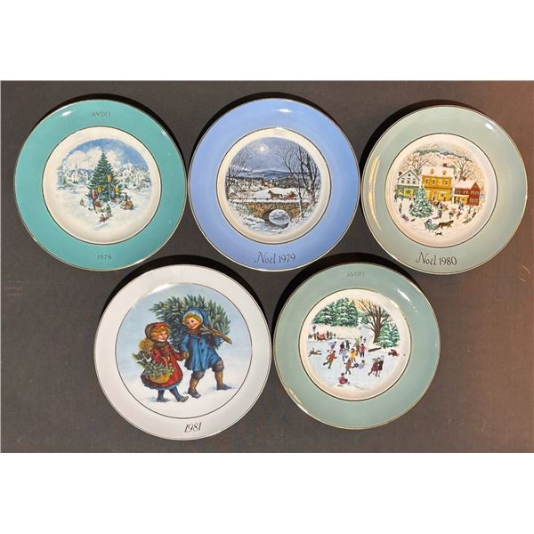 5 Avon Collectible Christmas Plates, 1978–1981