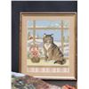 Image 2 : Framed Cat Needlepoint, Cat Print Fabric, Springtime Kittens Floor Lamp Base, Lamp Parts