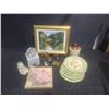 Image 2 : Decorative Home Decor Lot With Artwork, Plates, Figurines, and Crystal Accents