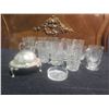 Image 2 : 14 Assorted Mini Glass Mugs & Tumblers, Silver Plate Butter Dish
