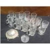 Image 3 : 14 Assorted Mini Glass Mugs & Tumblers, Silver Plate Butter Dish