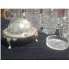 Image 4 : 14 Assorted Mini Glass Mugs & Tumblers, Silver Plate Butter Dish