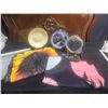 Image 1 : Decorative Collectibles and Jewelry Lot With Wall Art, Plates, Heart Glass Frame, Apparel