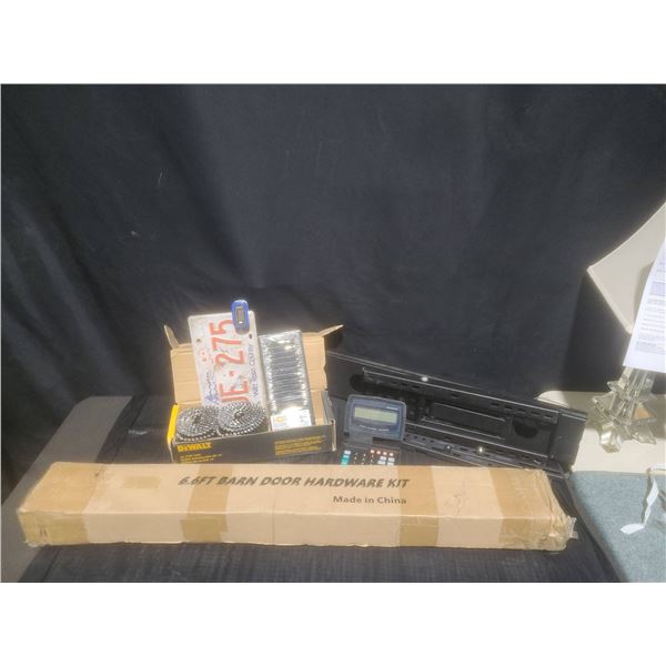 Lot: 6.6ft Barn Door Hardware Kit, DeWalt 15° Coil Nails, and more