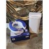 Image 1 : Ubbi Stainless Steel Adult Diaper Pail and MOBB 4" Adjustable Raised Toilet Seat