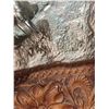 Image 5 : Jim Reno Western Cowboy and Calf Sculpture on Tooled Leather Base