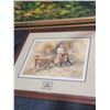 Image 4 : Three Framed Artworks: Landscape Oil, 1983 Cowboy Print, Horse Etching, Various Sizes
