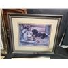 Image 3 : 4 Framed Artworks: Signed Winter Barn, Dogs & Cat, 1952 Calgary Rodeo