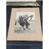 Image 5 : 4 Framed Artworks: Signed Winter Barn, Dogs & Cat, 1952 Calgary Rodeo