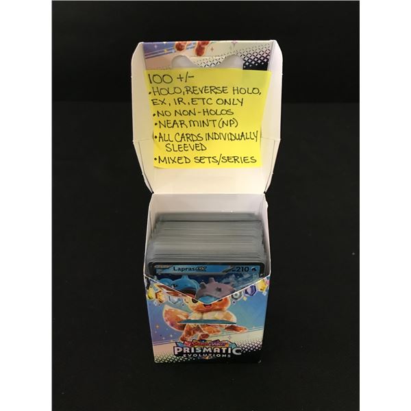 APPROX 100 POKEMON TCG TRADING CARDS NO NON HOLOS - ALL INDIVIDUALLY SLEEVED