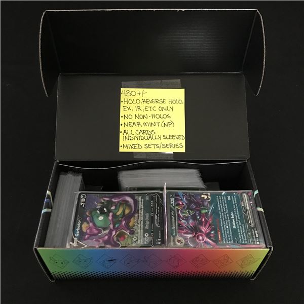 APPROX 430 POKEMON TCG TRADING CARDS NO NON HOLOS - ALL INDIVIDUALLY SLEEVED