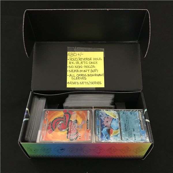 APPROX 430 POKEMON TCG TRADING CARDS NO NON HOLOS - ALL INDIVIDUALLY SLEEVED