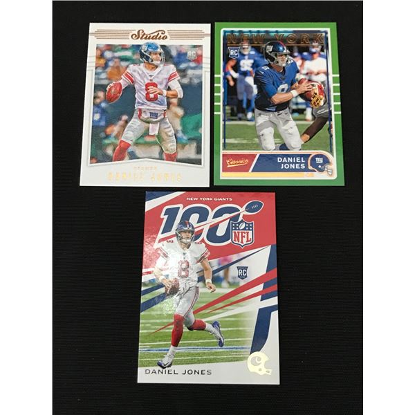 LOT OF 3 DANIEL JONES FOOTBALL ROOKIE TRADING CARDS