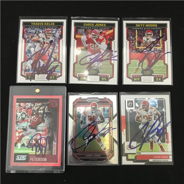 LOT OF 6 SIGNED FOOTBALL TRADING CARDS IN INDIVIDUAL SLEEVES