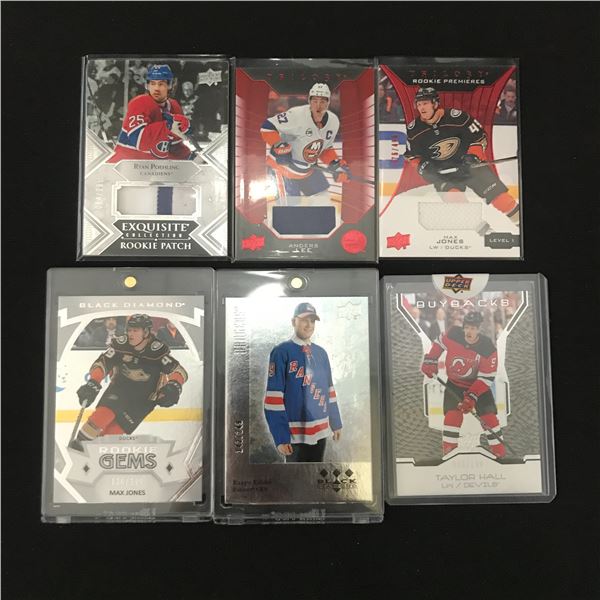 LOT OF 6 HOCKEY TRADING CARDS INCLUDING PATCH AND ROOKIES