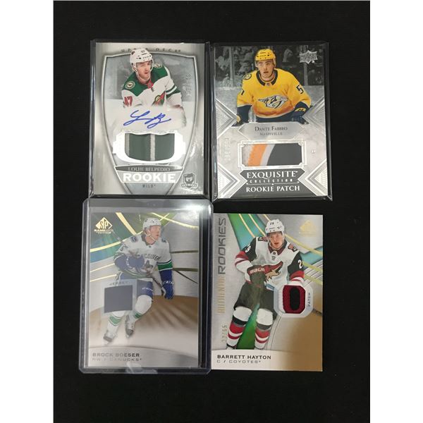 LOT OF 4 PATCH HOCKEY TRADING CARDS INCLUDING 1 SIGNED